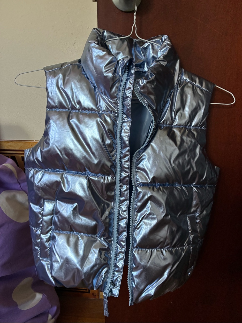 Old Navy Metallic Silver Puffer Vest for Kids